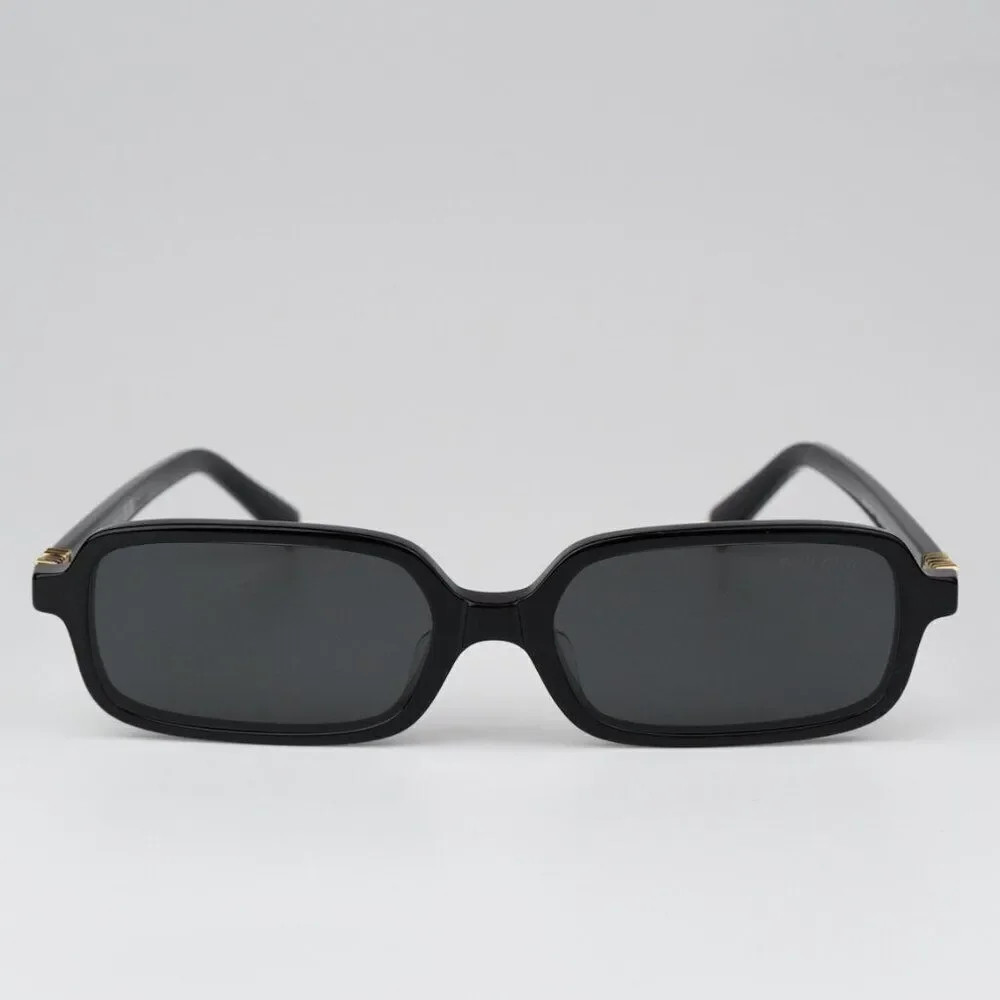 NEW Miu Miu MU11ZSF 16K5S0 Black Dark Grey Rectangle Unisex Sunglasses